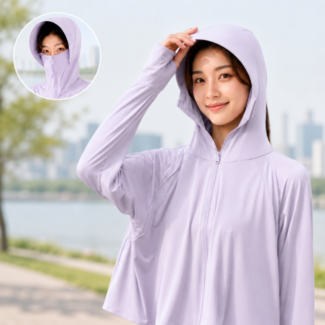융풍 냉감 후드집업 햇빛가리개 여름 쿨링 자켓 자외선차단 아웃도어웨어, Free Size