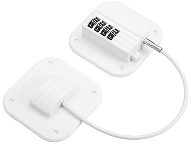 타공 무타공 잠금장치 장금장치 가구 문 캐비닛 서랍 냉장고 자물쇠 열쇠 다용도, 화이트, 1개