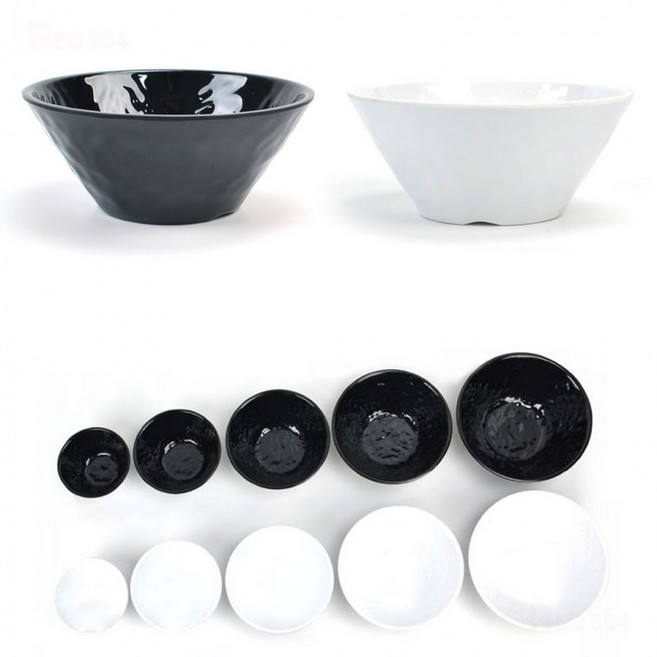 블랙 화이트 멜라민 한식 공기 밥공기 밥그릇 대접 후식 면기 소면 그릇 지름 12.6cm 15cm 17.7cm, 블랙 3호, 1개, 블랙 3호