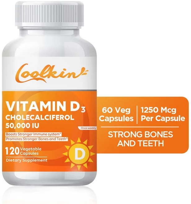 비타민 D3 콜레칼시페롤 50 000 IU - 튼튼한 뼈 치아 및 근육 기능, 1개, 120정 - 쿠팡