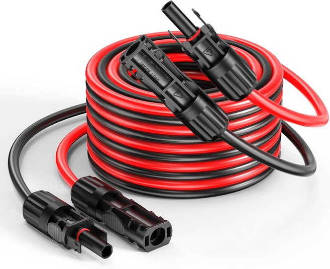 Mc4 커넥터 연장 케이블20피트10AWG 6mm 무산소 순수 구리 코어 배선 암수 방수 포함 에코플로우 태양광 패널 시스템과 호환 2개 세트, 20FT