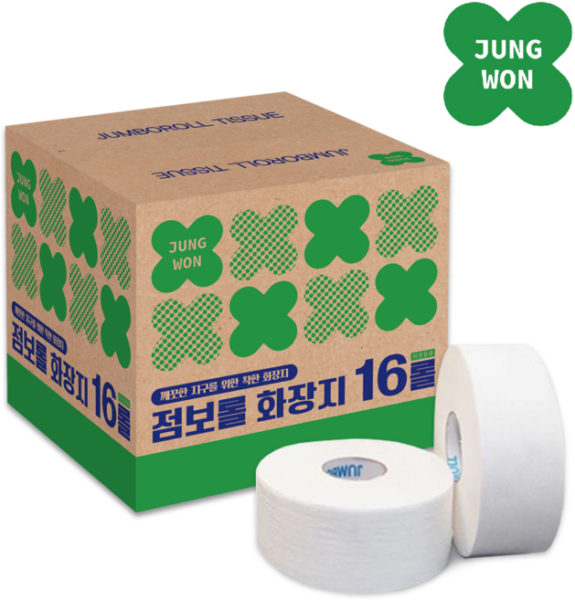 정원_도톰한 3겹 꽃데코 엠보싱 130M 점보롤 화장지 16롤/업소용 휴지, 1박스, 16롤