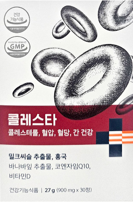 콜레스타 MSQ 홍국 LDL콜레스테롤 혈압 간건강 밀크씨슬 월분, 1박스, 30정