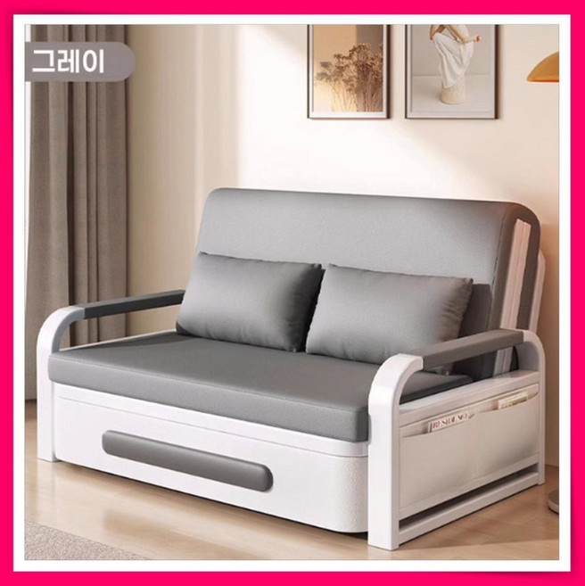 접이식 소파베드 수납형 다용도 쇼파 침대겸용 미니 거실 안방 매트리스 1인 2인, 2. 그레이 / 접이식 / 수납가능