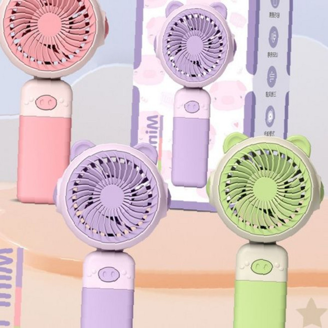 실내 휴대 간편 핸디 바람기 접이식 손잡이 충전 가능 야외 나들이 여행 산책, 상세페이지 참조, 핑크