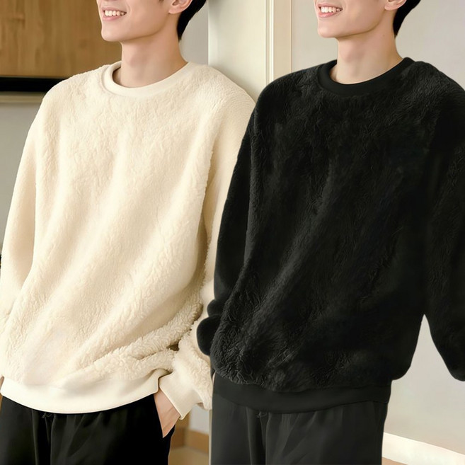 ROYALBELLE 남성 라운드넥 캐시미어 포근한 데일리 루즈핏 긴팔 맨투맨 D00121102