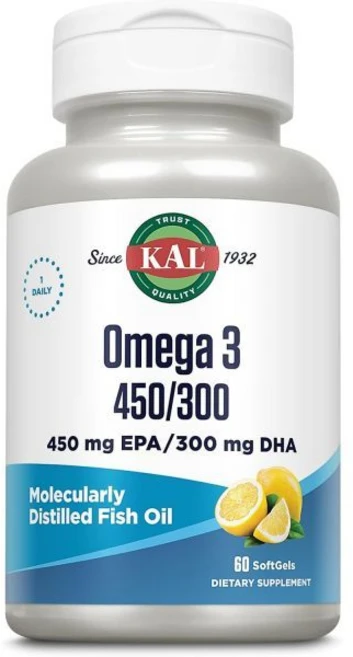KAL 450/300 1280 Mg Omega 3 Lemon 60 Count, 60 Count (Pack of 1), 60정 - 쿠팡