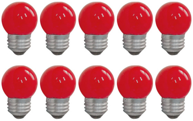 [적색/10개묶음] 일광전구 G40 백열전구 인치구 보올구 10W E26 적색, 빨간색, 1세트