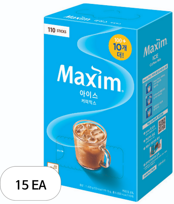 맥심 아이스 커피믹스, 13g, 110개입, 15개