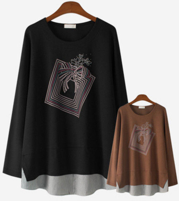 에스티아 1060 스퀘어 리본 티셔츠 빅사이즈