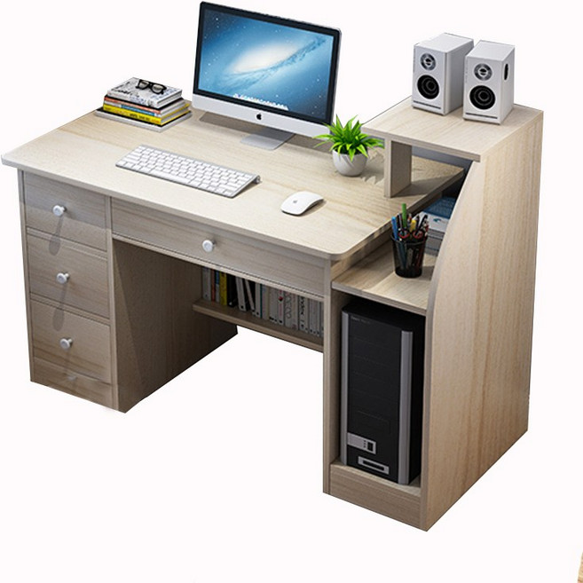 多功能收納書桌 簡約現代電腦桌 學生辦公桌, 楓木色