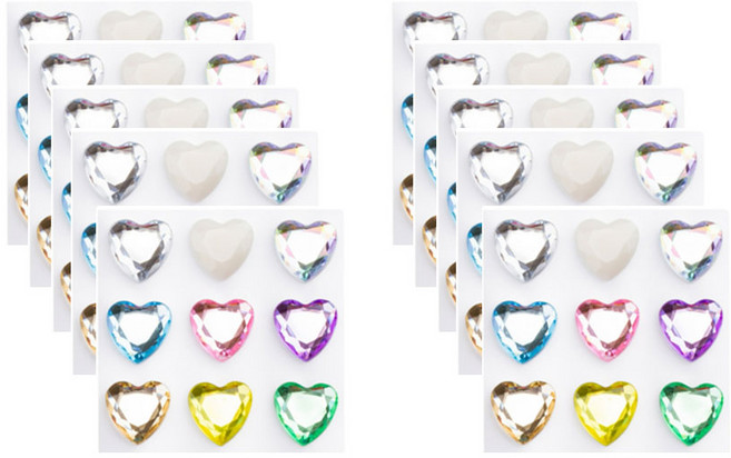 씨앤초이스 보석 하트스티커 18mm 10개 세트 비즈 큐빅 홀로그램 컬러 혼합 스티커 장식 데코 꾸미기 문구소품, 혼합2