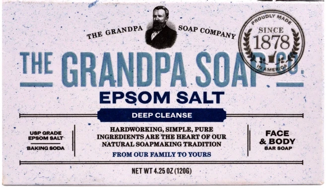The Grandpa Soap Co. 페이스와 바디 비누바 딥 클렌징 엡섬 소금 4.25oz(120g) 5팩, 120g - 쿠팡