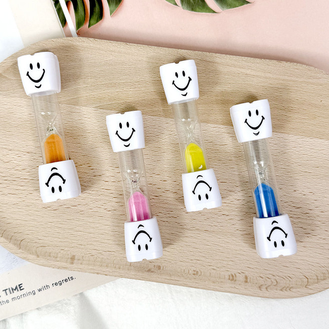 3분 모래시계 양치 시계 플라스틱 무지개 인테리어, 핑크 3개, 1세트