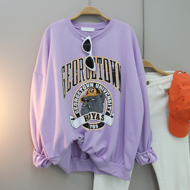 달콩 G불독프린팅오버핏맨투맨 긴팔 데일리룩