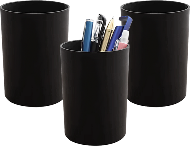 코지메이트 기본 원형 연필꽂이, 3개, 블랙