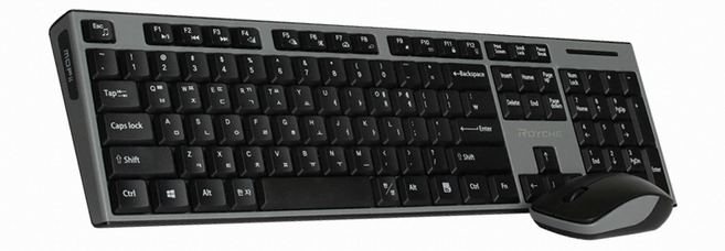 로이체 RX-3300 무선 슬림 저소음 키보드 마우스 콤보 세트, 일반형, 블랙, RX-3300-BK