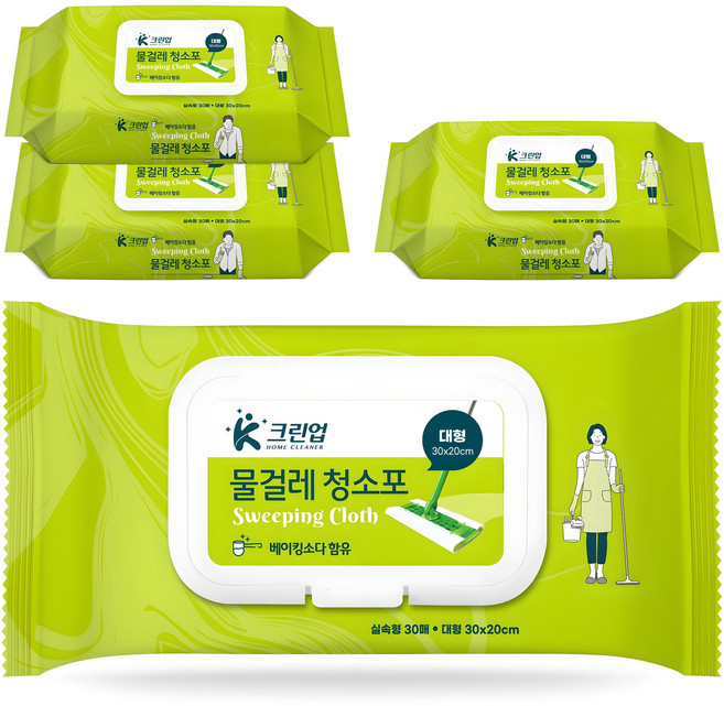 케이크린업 물걸레 청소포 30매, 4개