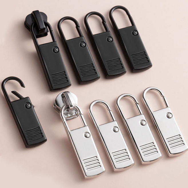 3 / 5 구성 누르는 셀프 지퍼고리 수선클립 지퍼손잡이 자크고리 지퍼수리 옷 가방 카라비너 손잡이 셀프지퍼수리 교체, 차콜, 5개