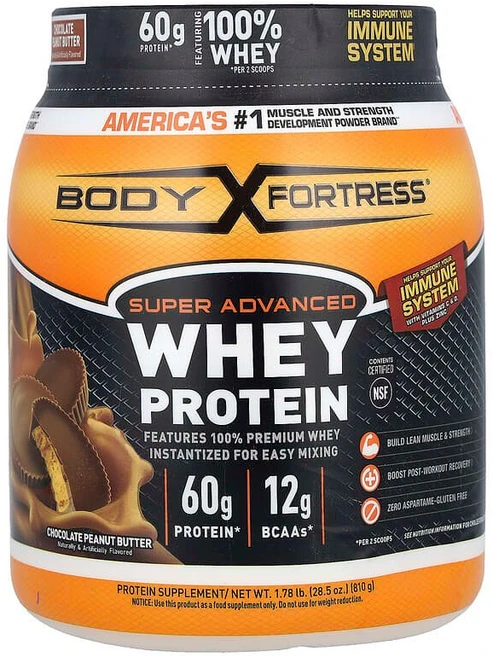 Body Fortress Super Advanced 유청 단백질 초콜릿 땅콩버터맛 810g(1.78lb) BFT-32460, 807.394 g, 1개, 810g - 쿠팡