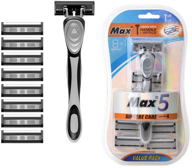 PureEdge 5중날 면도기 + 리필면도날 8P 쉐이빙폼 3EA 포함, 1세트, 5날면도기1개+리필면도날8개