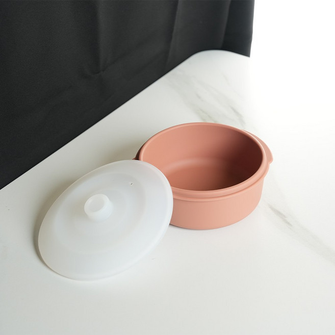 꿈꾸는 리빙 다용도 실리콘 계란찜기 전자레인지 라면용기 소형 원형 400ml, 피치베이지, 1개