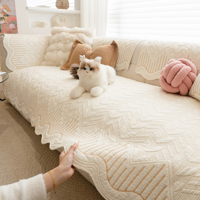 FEIFAN 순면 모던 사계절용 미끄럼방지 퀼팅 4인용 쇼파패드