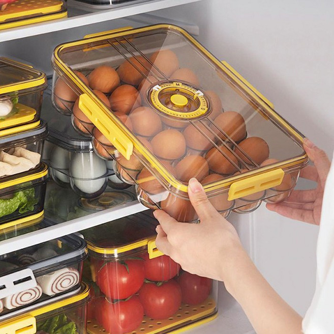세정컴퍼니 계란 트레이 락 보관함 냉장고 달걀 케이스, 옐로우