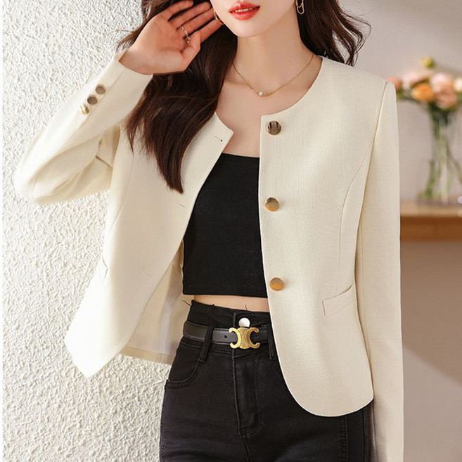 FANSYLI 여성 자켓 봄가을 숏 정장 자켓 결혼식 하객룩 심플 캐주얼 통근자켓 면접 정장 코트 XR2512D13