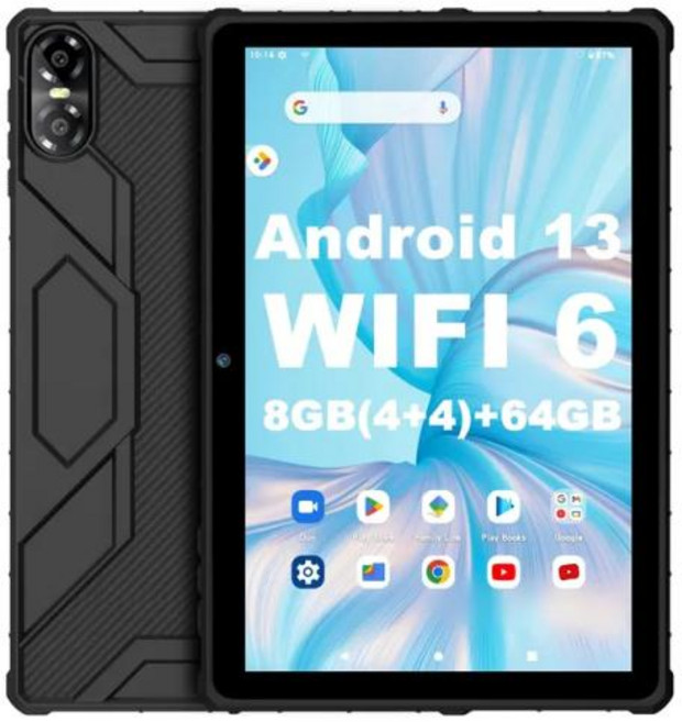 PRITOM 기계식 스타일 C 태블릿 안드로이드 13 8(4 + 4)GB + 64GB 1TB 확장 와이파이 6 듀얼 박스 스피커 및 카메라 BT5.0 10 인치, 없음, 없음, 1) 케이스 포함 태블릿