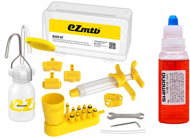시마노 정품 유압식 디스크 브레이크 블리딩 미네랄 오일, 미네랄 오일 100ml + 올인원 블리딩키트 세트, 1개