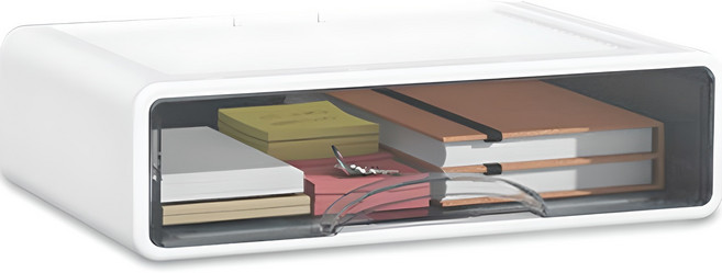 마켓플랜 세레니티 투명 수납함 대형, 화이트, 1단