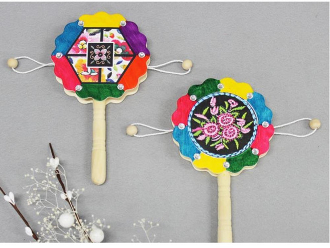 한국 전통 타악기 전통자수 흔들이북 미니소고 만들기 5인 그리기 감성발달