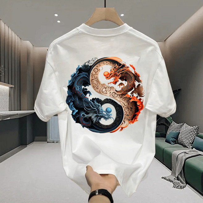 훌룰루 용프린트티셔츠 남성박스오버핏반팔티셔츠 프린팅 오버핏반팔 박스티