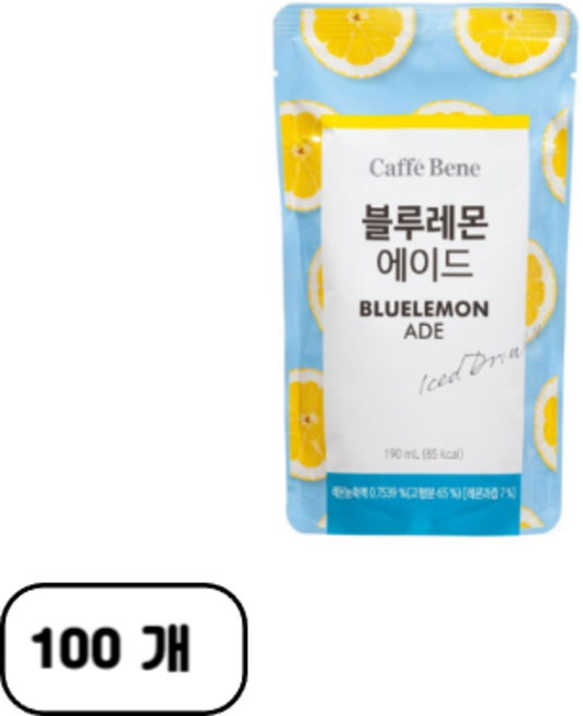 카페베네 블루레몬에이드, 190ml, 100개
