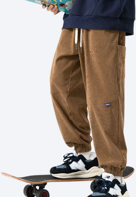 에치케이 포켓 포인트 코듀로이 와이드 조거 팬츠 골덴 데일리 바지