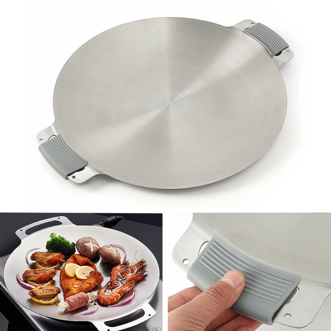 캠핑 열전도율 조리시간 단축 고기 굽기 스텐 그리들 볶음요리 플레이팅 요리 팬 30CM, 1개