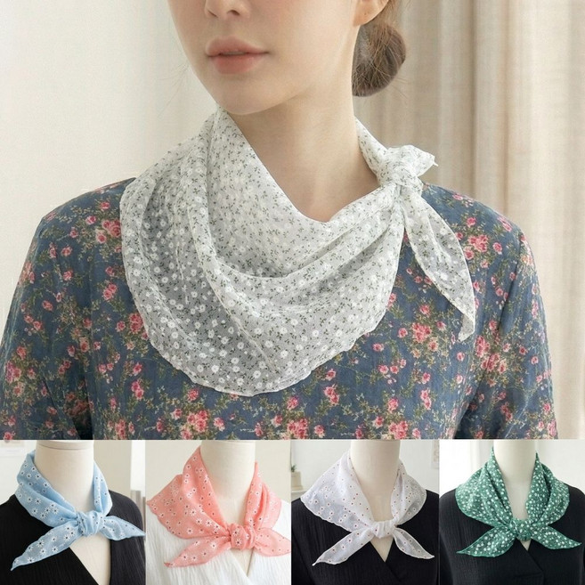 [국산 면100%] 룸브리 아사면 쁘띠 삼각스카프