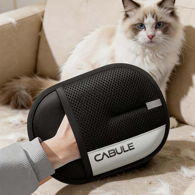 CABULE 반려동물 정전기 털제거 장갑 강아지 고양이 털제거기 대형 두꺼움, 1개, 소재 업그레이드