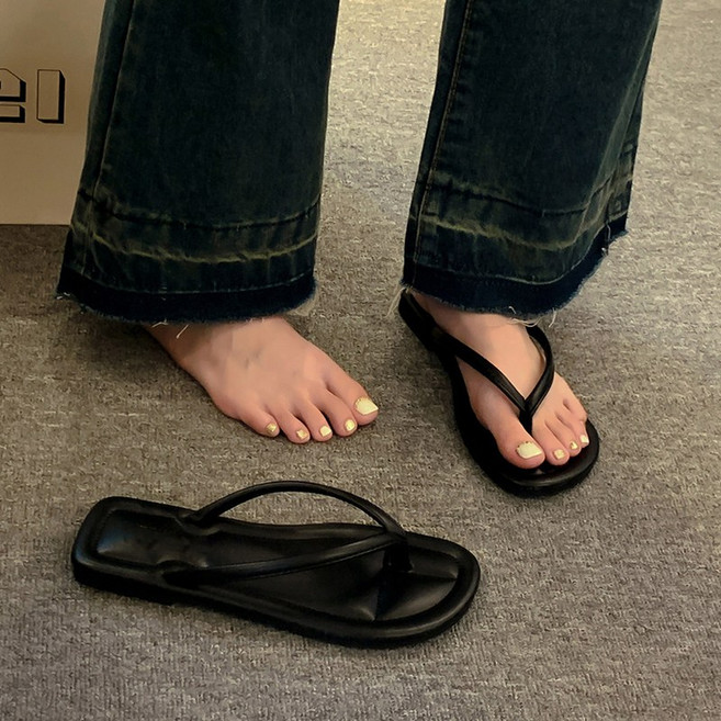 여성용 베이직 캐주얼 플립 플랍 심플 데일리 쿠션 쪼리 슬리퍼