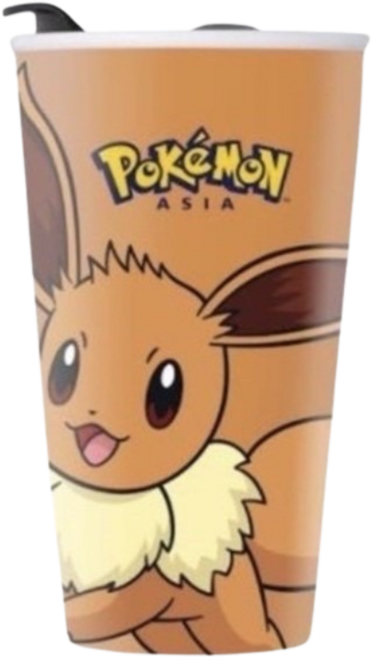 Pokémon 寶可夢伊布陶瓷杯附蓋 可愛卡通造型杯, 咖啡色, 1個