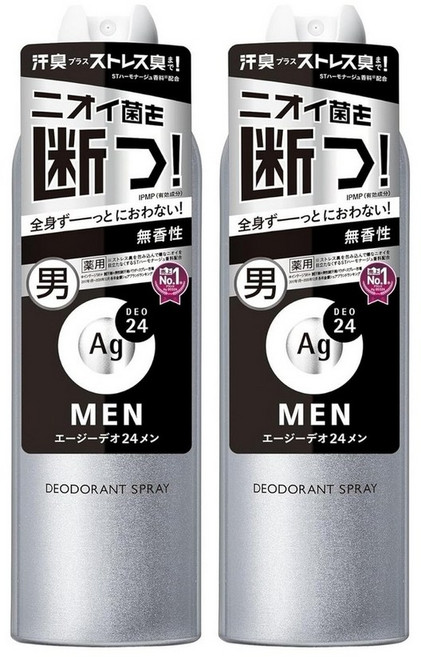 에이지데오24맨 Ag DEO24 MEN 데오드란트 스프레이 N 무향 180g X 2개