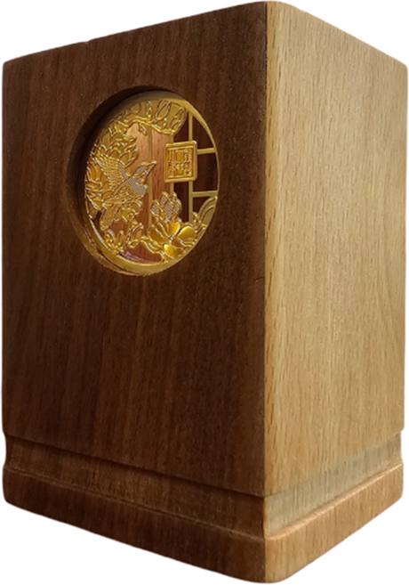 고급 원목 투톤 금장 연필꽂이, 나무색