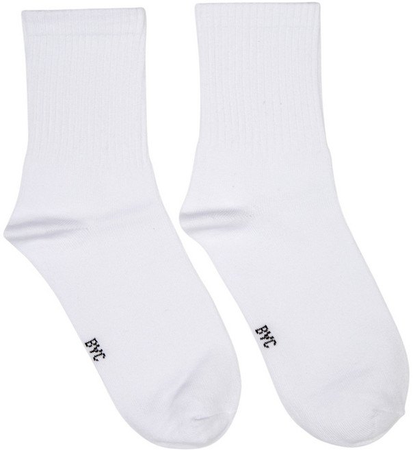 BYC&슈라네 학생용 심플 단색 무지 중목 양말 5켤레