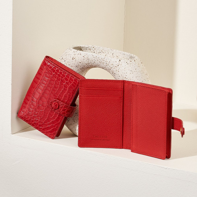 더퀴르 여성 명품 악어가죽 카드지갑 여자 똑딱이 명함지갑 선물