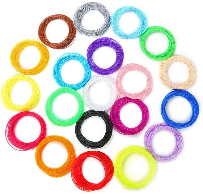 트렌드하우 3D펜 PCL 저온 필라멘트 5m x 20색상 세트, 혼합색상