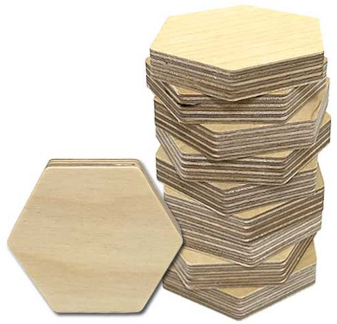 육각 나무판 스트링아트 재료 목재 합판 컵받침 DIY, 10개입