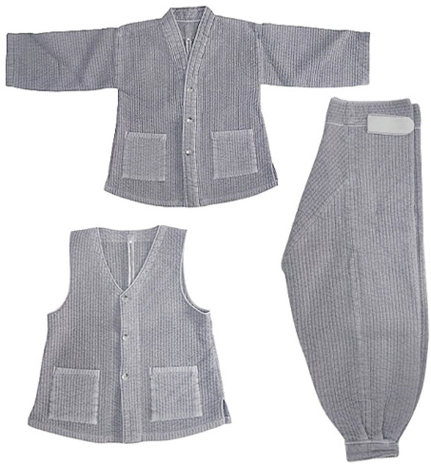 스님 누비 적삼바지 조끼 - 면 승복, 회색, 1세트, 특대