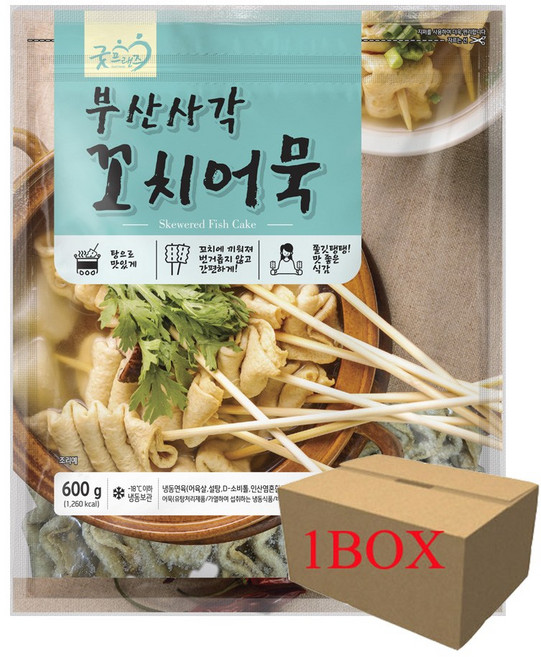 굿프랜즈 부산사각꼬치어묵1BOX 600gX14개, 14개, 600g