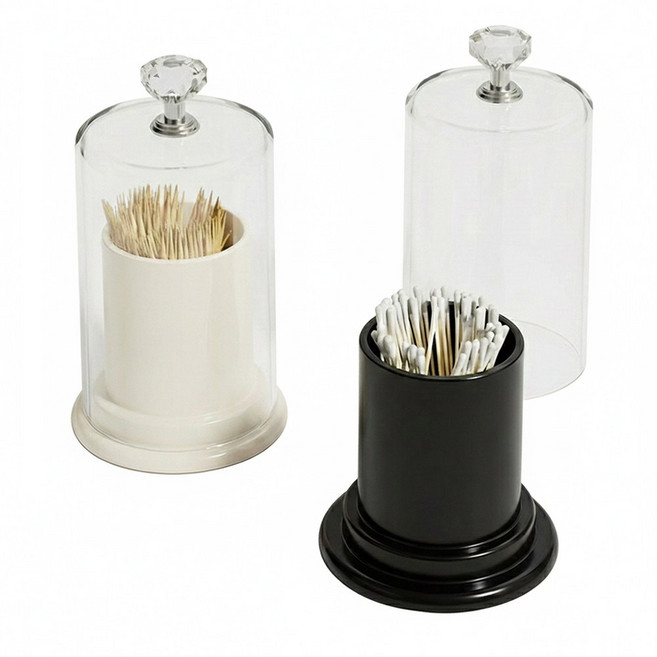 그리뉴얼 다용도 이쑤시개 면봉 디스펜서 블랙 + 화이트, 1세트